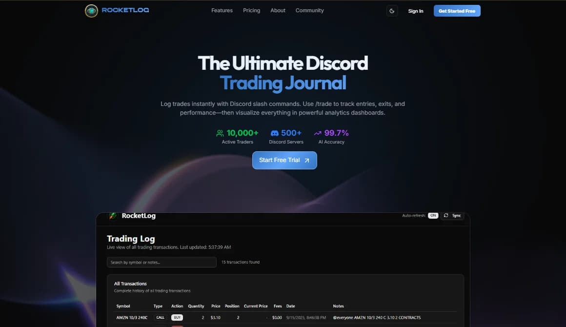 RocketLog ā Discord Trade Logging SaaS